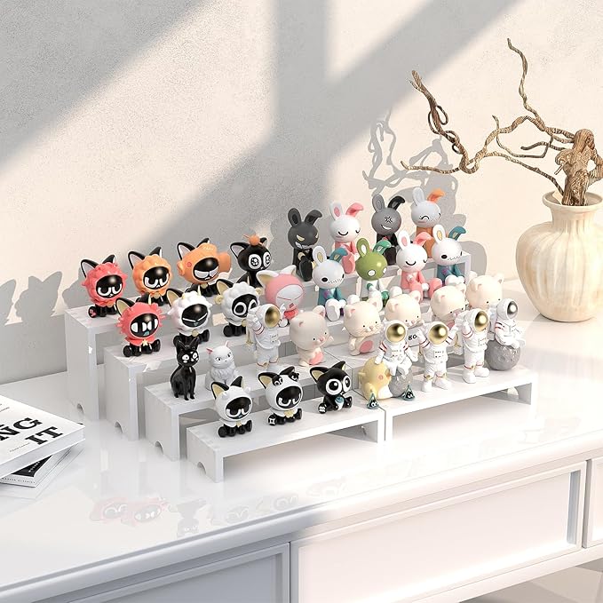 2 Set White Wood Tiered Riser Display Stands - Image 4