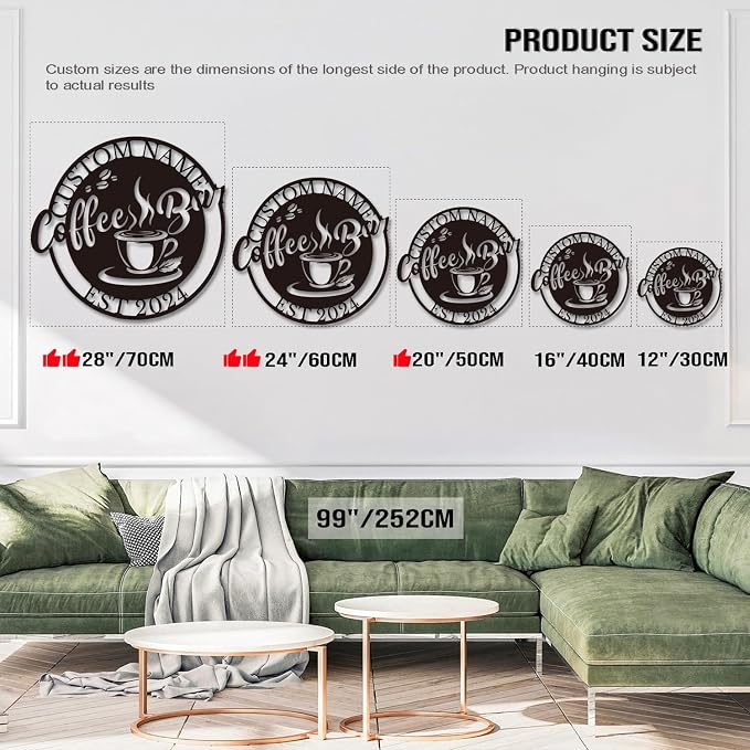 Personalized Coffee Bar Sign, Custom Metal Wall Art - Image 8