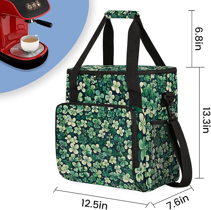 Happy St Patrick's Day Shamrocks Floral Leaves Coffee Maker Carring Bag - Image 2