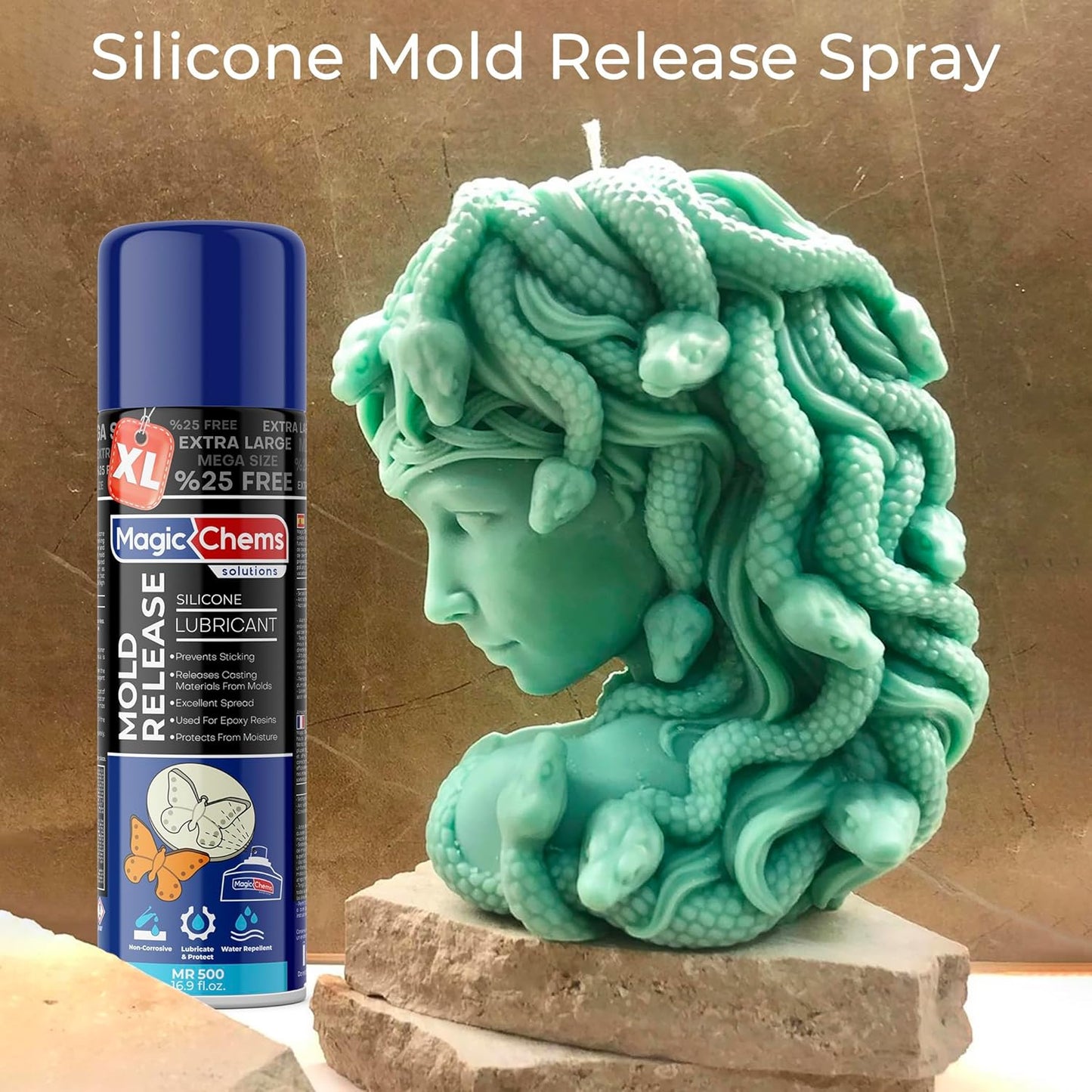 Mold Release, Silicone Mold Release Spray (8x16.9 fl oz/500ml) Mold Release for Epoxy Resin and Candle Mold Release Spray (8 Pack Mega Size)