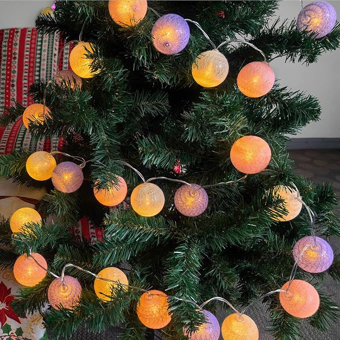 Gardeningwill 3M/10Ft 30 Purple White Ball LED Xmas Wedding Battery Operated - Image 6
