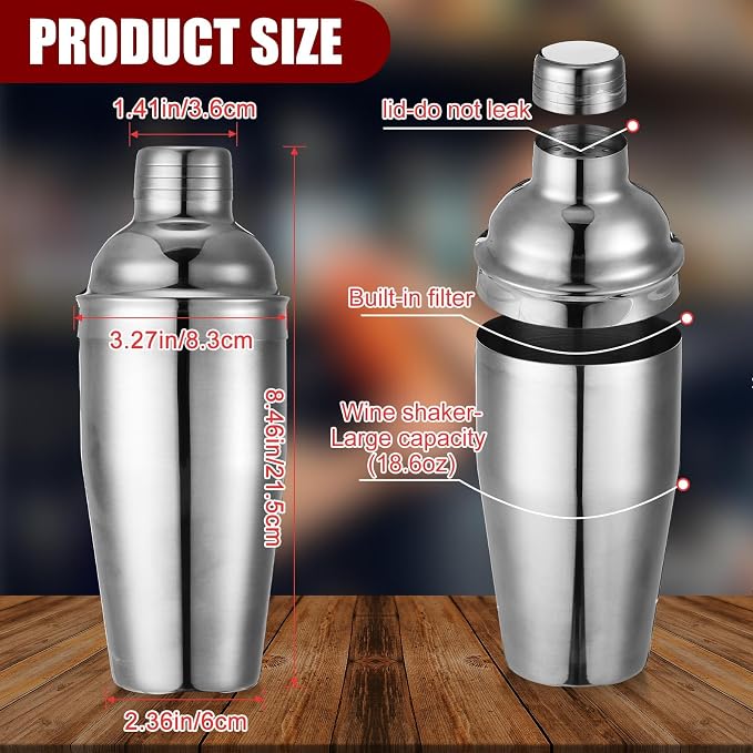 Nitial 9 Pcs Bar Cocktail Shaker Professional Stainless Steel Martini Drink - Image 2