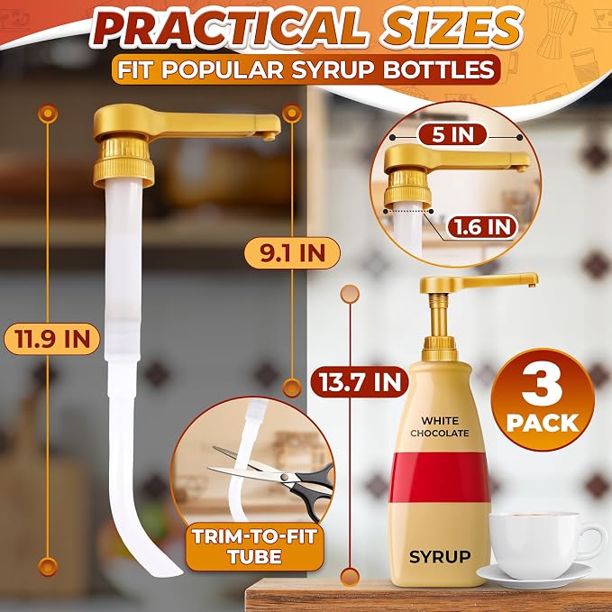 Pump for Coffee Syrup Bottle Set of 3 – Compatible - Image 2