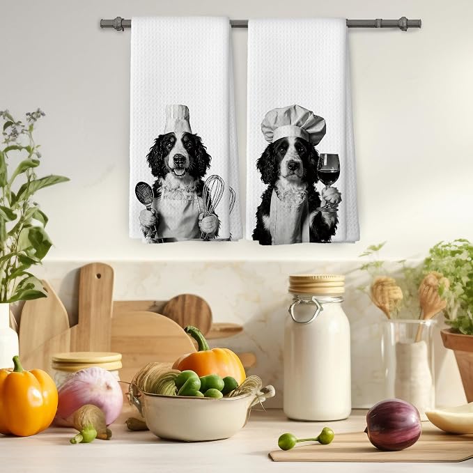 Bernedoodle Kitchen Towels Set of 2, Dog Kitchen Accessories, Bar Decor - Image 4