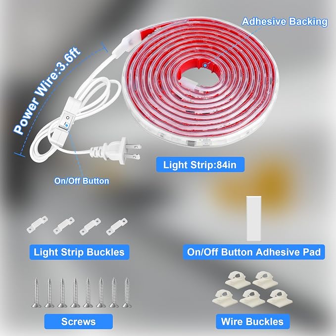 maylit Under Cabinet Strip Lighting Plug in 84in, Ultra Bright Small LED Light - Image 5