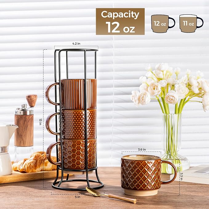 GBhome 12OZ Stackable Coffee Mugs - Image 3