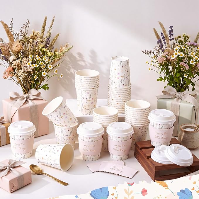 Mimorou 120 Sets Wildflower Coffee Cups - Image 7