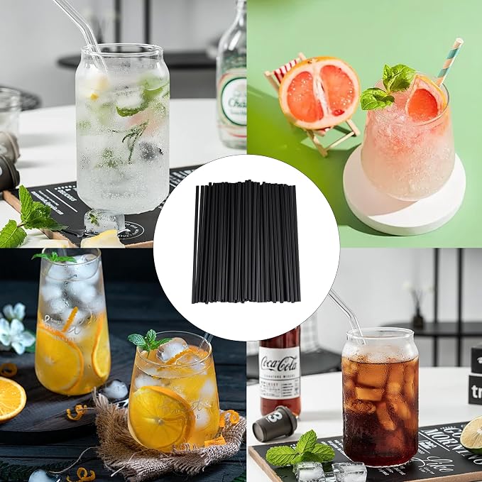 200PCS 5.12 Inch Black Disposable Plastic Drinking Straws, Straight Cocktail - Image 6