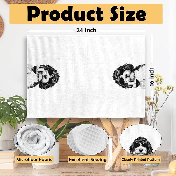 Funny Bernedoodle Kitchen Towels Set of 2, Funny Dog Kitchen Accessories - Image 6