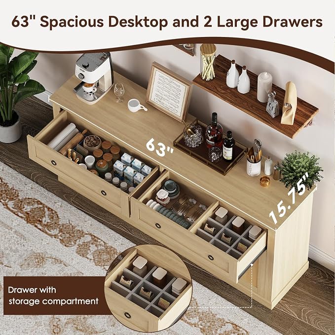 63'' Sideboard Buffet Cabinet - Image 4