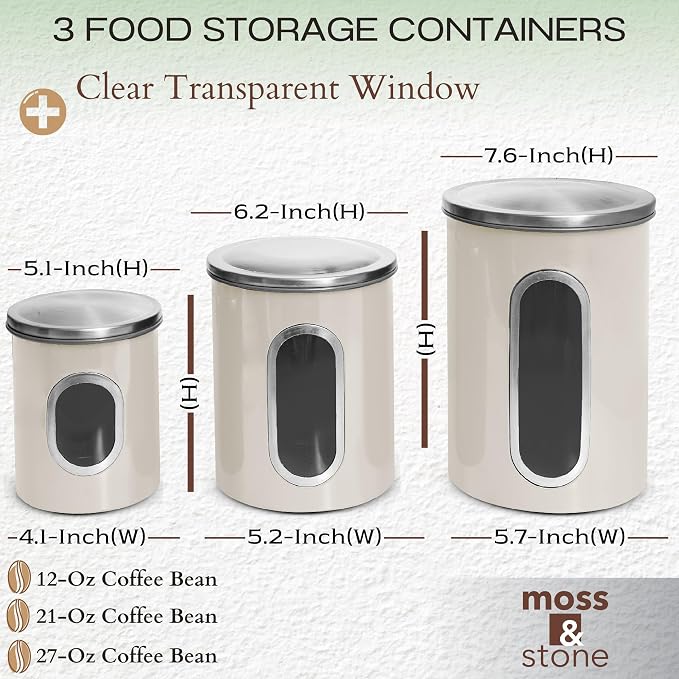 Moss & Stone 3-Piece Beige Canisters Sets - Image 2