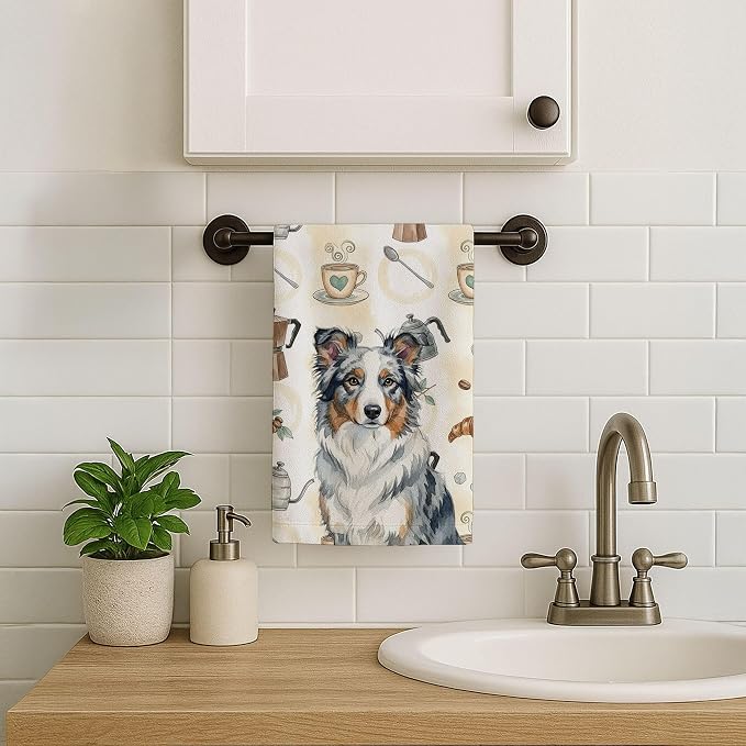 Caroline's Treasures Blue Merle Border Collie Coffee Bar Kitchen Towel Velour - Image 7