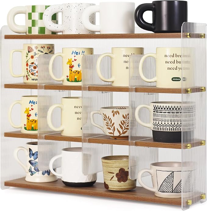 Coffee Mug Holder Wooden Cup Station Organizer 4-Tier Cup Holder by KAOTGOT