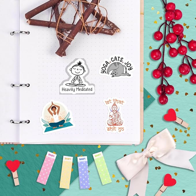 100Pcs Yoga Stickers for Planner, Water Bottle - Image 8