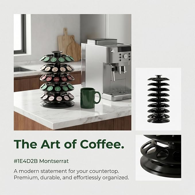 SAVORI 60 Capacity Rotating Nespresso Vertuo Pod Holder, 5-Tier Black Coffee - Image 4