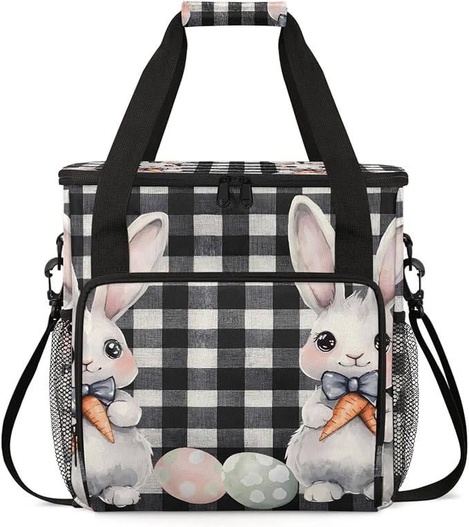 Easter Bunny Black And White Checkered Coffee Maker Carring Bag, Large by Home