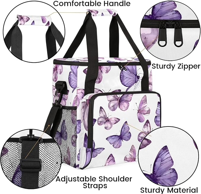 Butterfly Coffee Maker Carring Bag, Large Insulated Storage Organizer Case Tote - Image 6