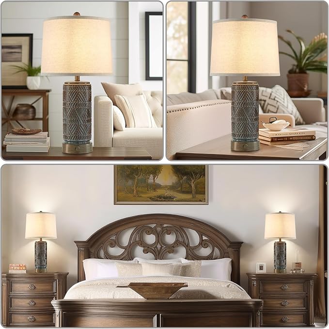 RORIA Set of 2 Farmhouse Table Lamps - Image 3