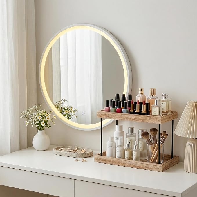 WOPITUES Bathroom Counter Organizer, 2 Tier Perfume Organizer, Wooden Bathroom - Image 5