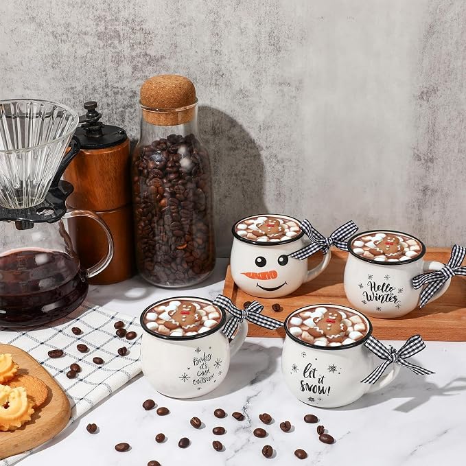 Patelai 4 Pcs Christmas Coffee Mugs 5 oz Winter Christmas Espresso Cups Set - Image 3