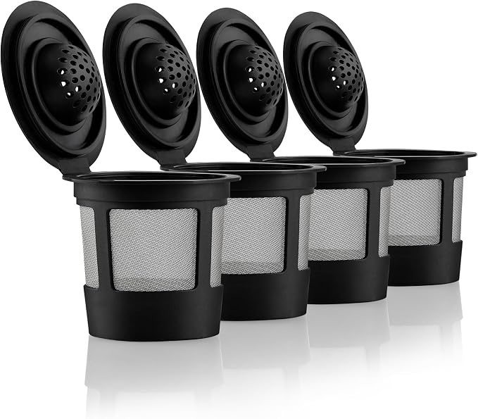 4 Black Reusable K Cups for Keurig Coffee Makers by GoodCups