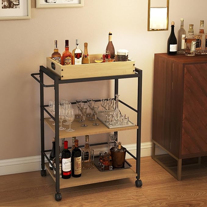 3 Tier Kitchen Cart, Rolling Bar Cart - Image 6