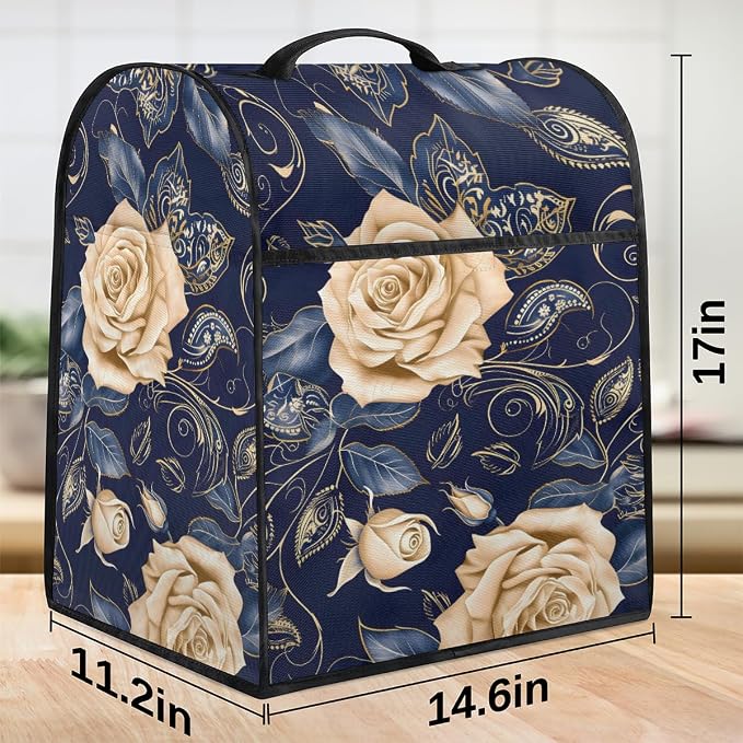 Roses Kitchen Aid Mixer Cover Compatible Stand Mixer Dust Cover | Golden Blue - Image 3