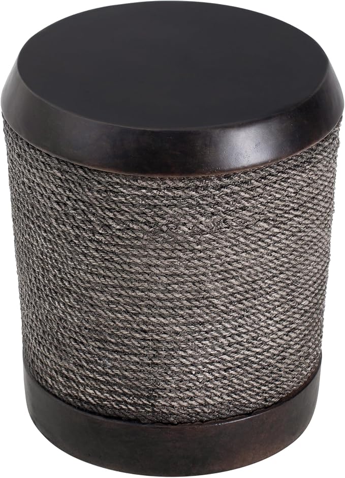 Dark Brown Side Table with Simulated Braided Cord Texture, 15.75 inch MGO End - Image 8