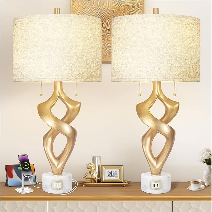 Scenekoy Sculptural Resin Table Lamp Set of 2 by SCENEKOY