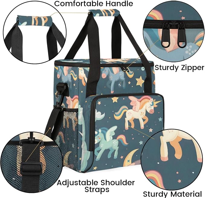 Cute Unicorn Cloud Coffee Maker Carring Bag, Large Insulated Storage Organizer - Image 6