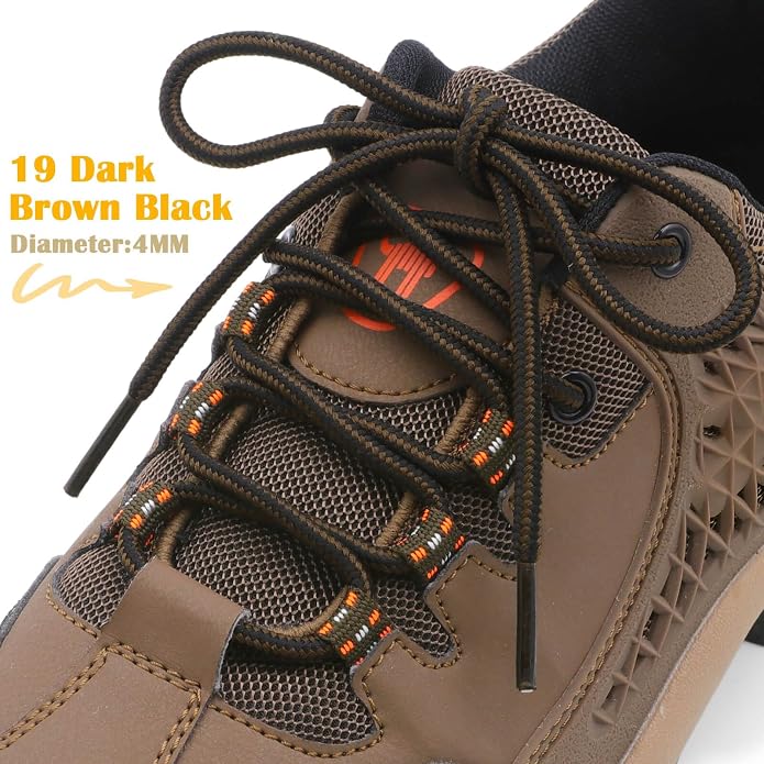 DELELE 2 Pair Round Boot Laces Outdoor Hiking Walking Shoelaces Dual Coloured - Image 2