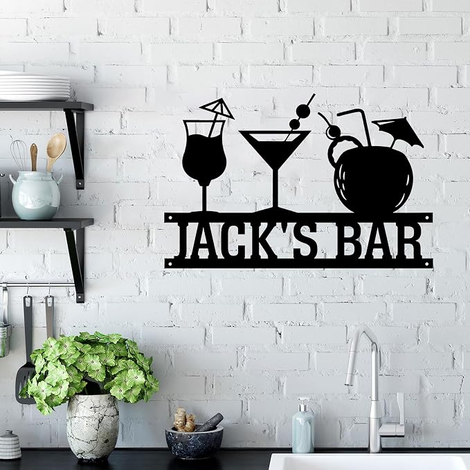 Personalized Bar Sign, Custom Bar Metal Wall Art, Led Lights Drink Sign Custom - Image 3