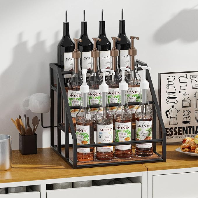 Coffee Syrup Rack Organizer, 3 Tier Countertop Storage Shelves, Kitchen Storage - Image 3