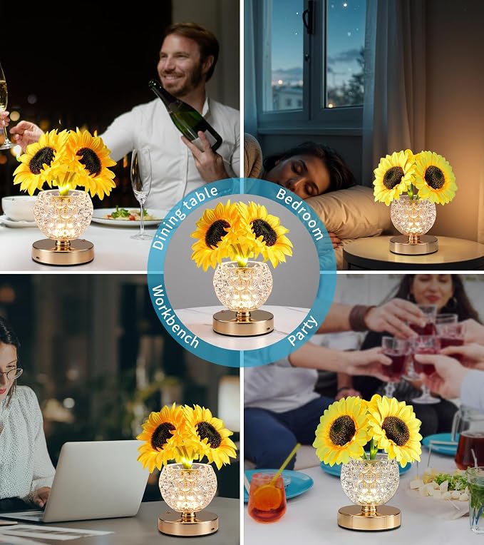 AIHYING Sunflower Lamp, Rechargeable Cordless Touch Lamp - Image 3