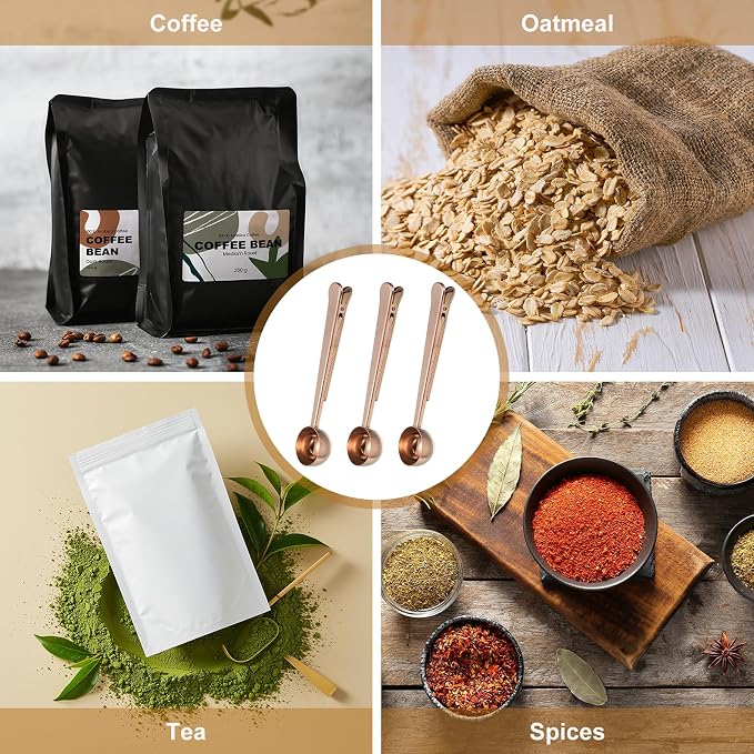 uxcell 1 PCS Coffee Scoop with Clip, Stainless Steel Coffee Scoop and Spoon Bag - Image 6