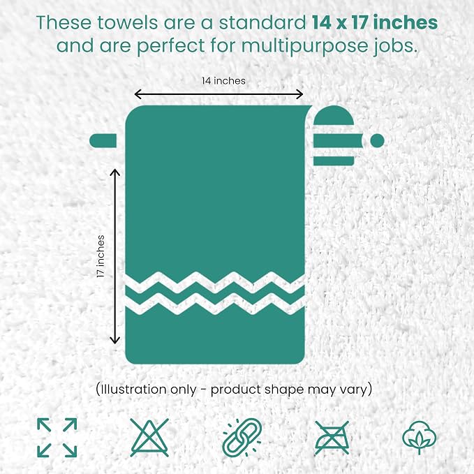 White Bar Towels, 14” x 17”, Reusable Cleaning Towels, Durable Terry Cloth Rags - Image 7