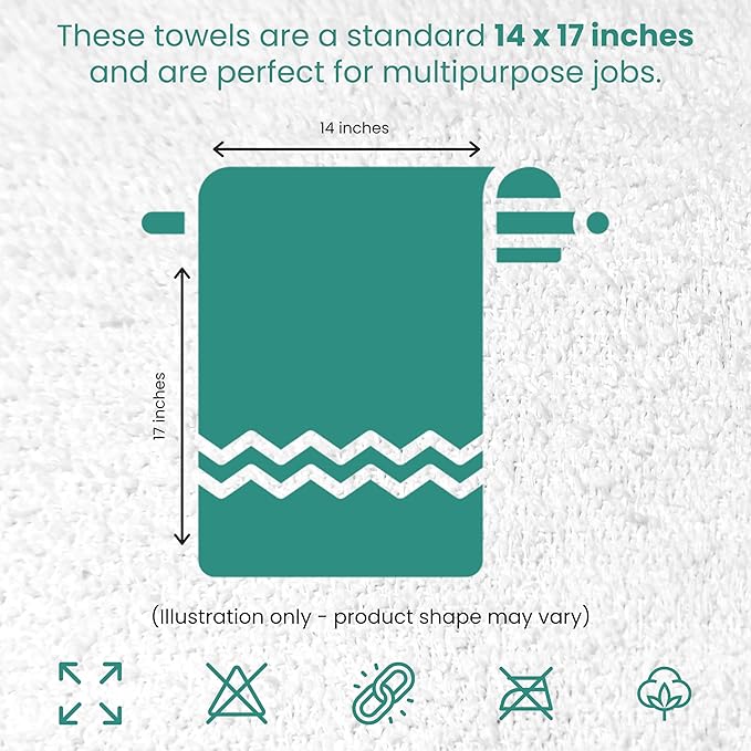 White Terry Bar Mop Towels, 14” x 17”, Soft & Quick Drying Terry Cloth Rags - Image 7