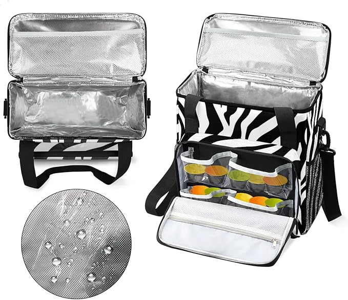 Black And White Zebra Coffee Maker Carring Bag, Large Insulated Storage - Image 3