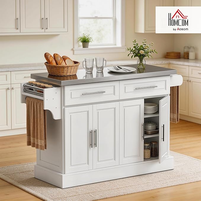 HOMCOM Rolling Kitchen Island Cart - Image 2