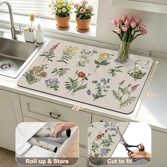 LOKHOM Dish Drying Mat for Kitchen Counter, Dish Drainer Rack Mat for Kitchen - Image 2