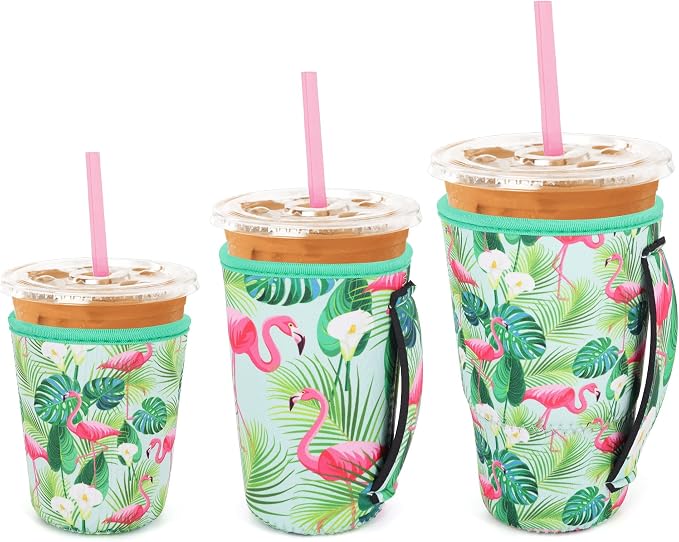 3 Pack Iced Coffee sleeve Insulated Neoprene Cup Sleeves by Snowso