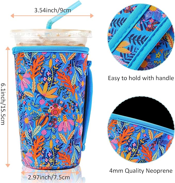 4 Pack Iced Coffee Sleeve, reusable Neoprene Cup Sleeves Suitable - Image 4