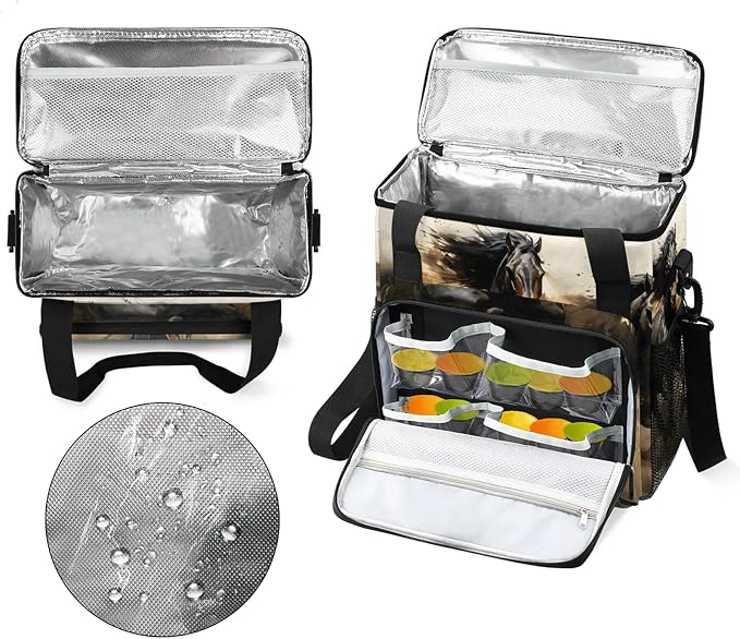 Horse Coffee Maker Carring Bag, Large Insulated Storage Organizer Case Tote Bags - Image 3