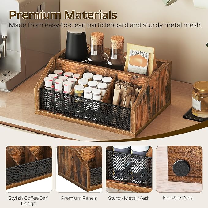 YATINEY Coffee Pod Organizer, Wooden Coffee Bar Organizer - Image 5