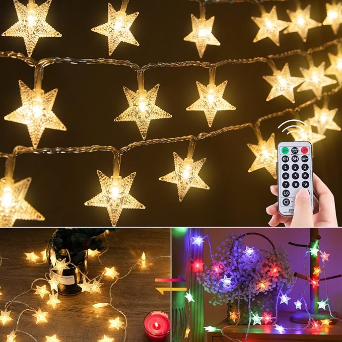 Minetom Star String Lights Plug in - 33 ft 100 LED Star Fairy String Lights by Minetom