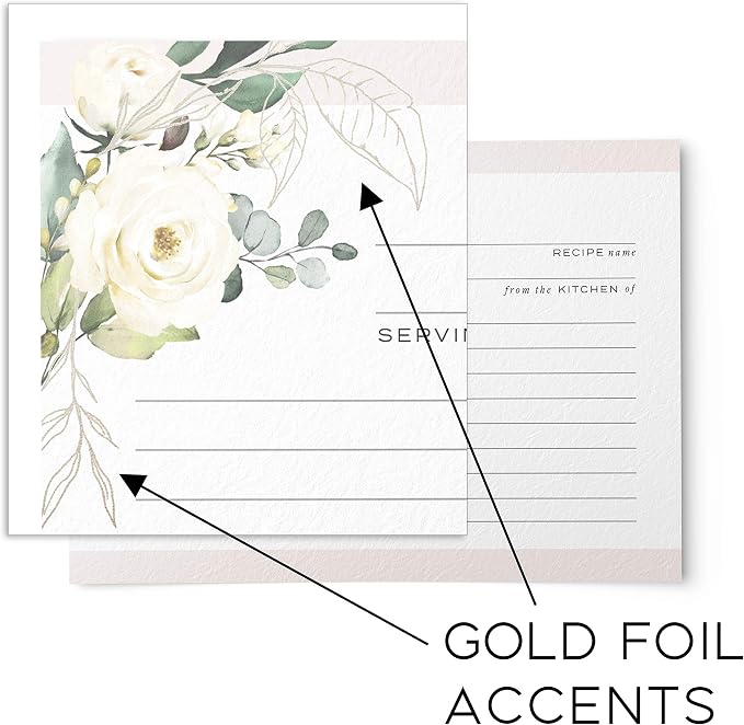 50 Floral and Gold Recipe Cards - Image 3