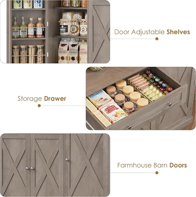 HIFIT 72.8” Tall Kitchen Pantry Cabinet - Image 7