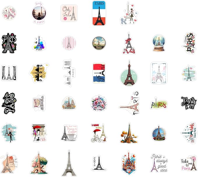 100Pcs Eiffel Tower Stickers for Water Bottle and Laptop - Image 4