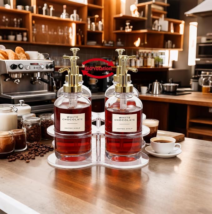 IEEK Rotating Coffee Syrup Organizer, Syrup Bottle Holder - Image 2
