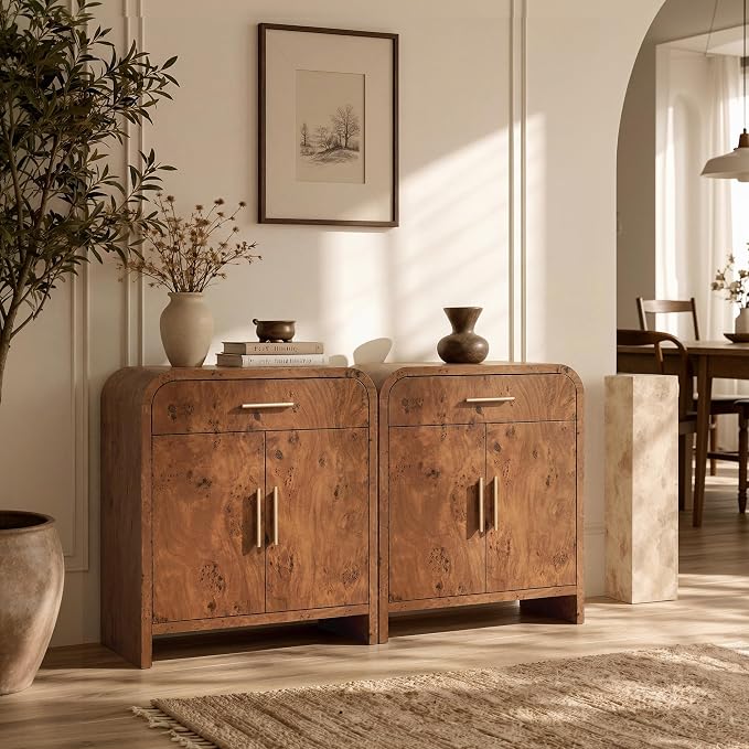 Set of 2 Curved Buffet Storage Cabinet - Image 3
